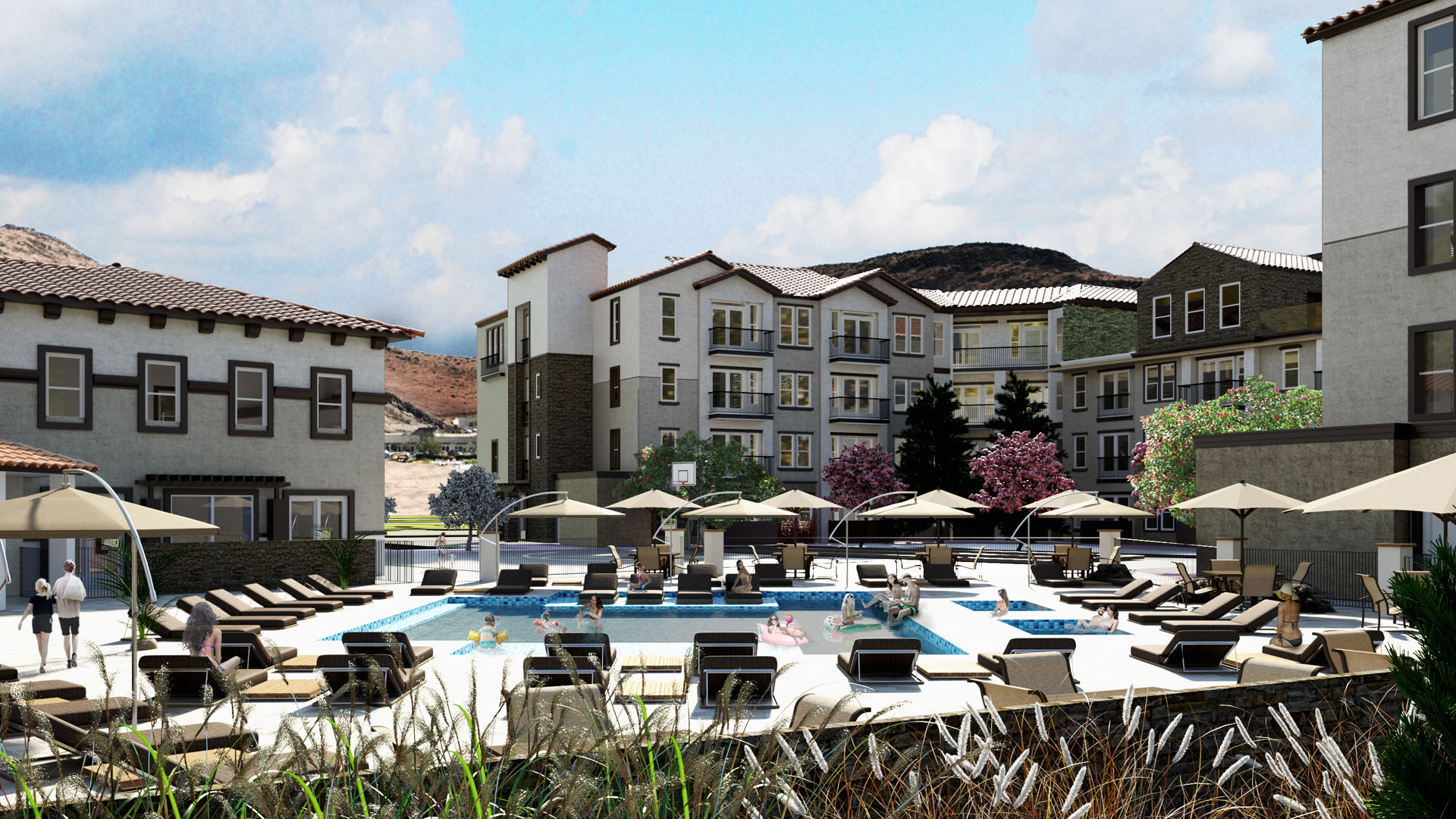 luxury relaxing community pool area surrounded by property