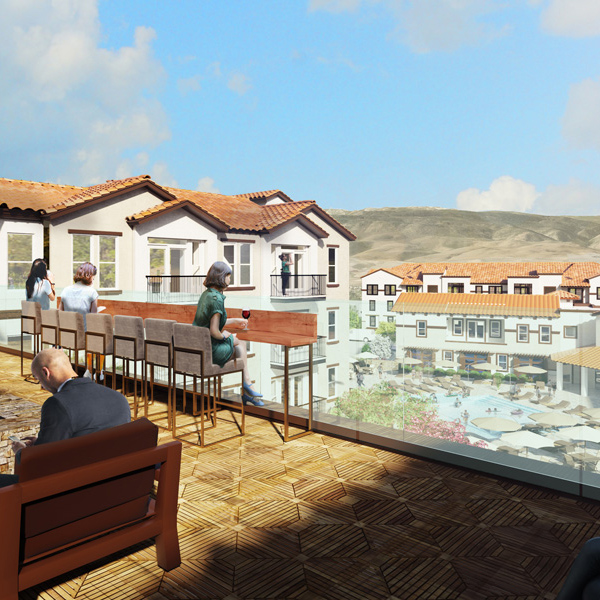 Double R rooftop terrace with comfortable outdoor seating and table tennis.